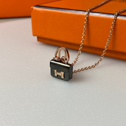 [Azure Tears]CONSTANCE BLACK PEDANT ROSE GOLD NECKLACE