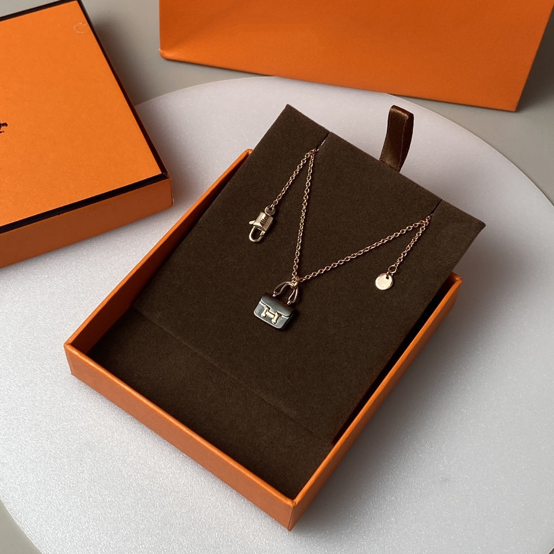 [Azure Tears]CONSTANCE BLACK PEDANT ROSE GOLD NECKLACE