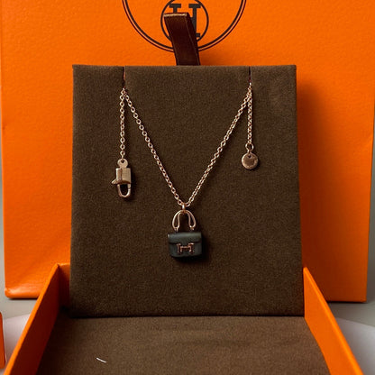 [Azure Tears]CONSTANCE BLACK PEDANT ROSE GOLD NECKLACE