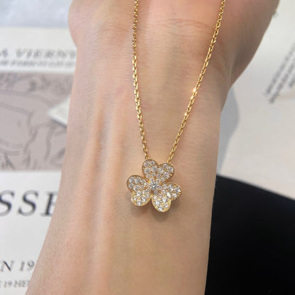 [Azure Tears]PAVÉ DIAMOND FLOWER CHARM NECKLACE