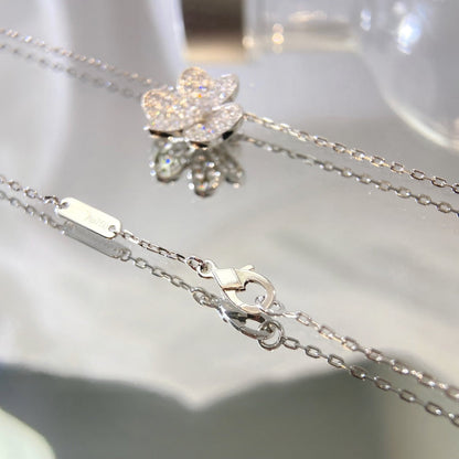[Azure Tears]PAVÉ DIAMOND FLOWER CHARM NECKLACE