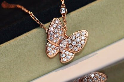 [Azure Tears]BUTTERFLY DIAMOND CHARM NECKLACE