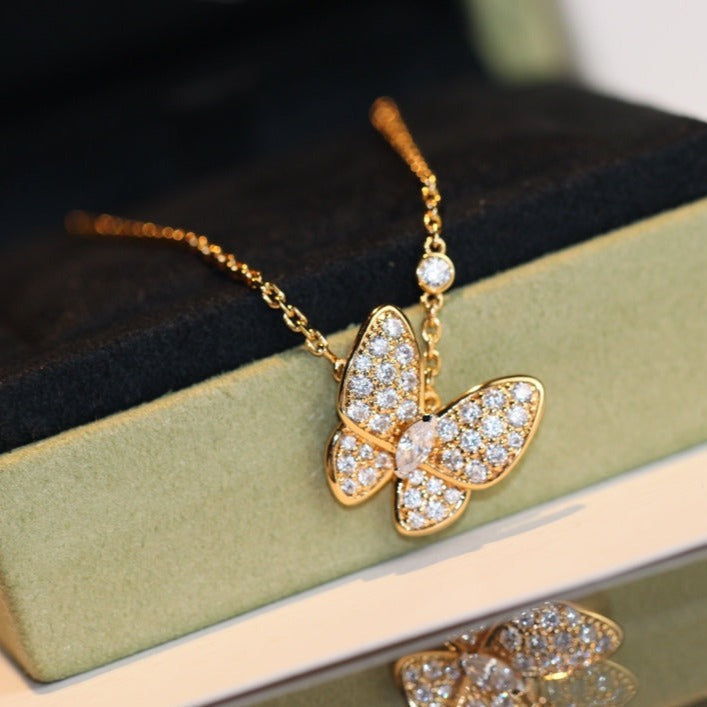 [Azure Tears]BUTTERFLY DIAMOND CHARM NECKLACE