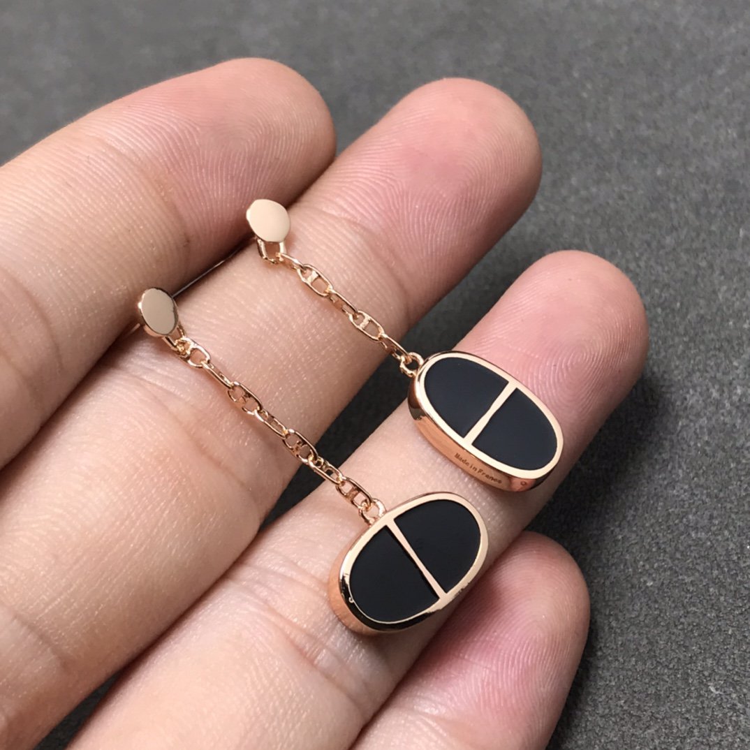 [Azure Tears]CHAINE VERSO BLACK CERAMIC SILVER EARRINGS
