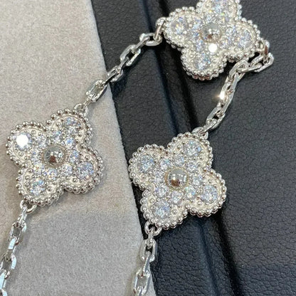 [Azure Tears]LUCKY CLOVER 5-MOTIF BRACELET - FULL-DIAMOND