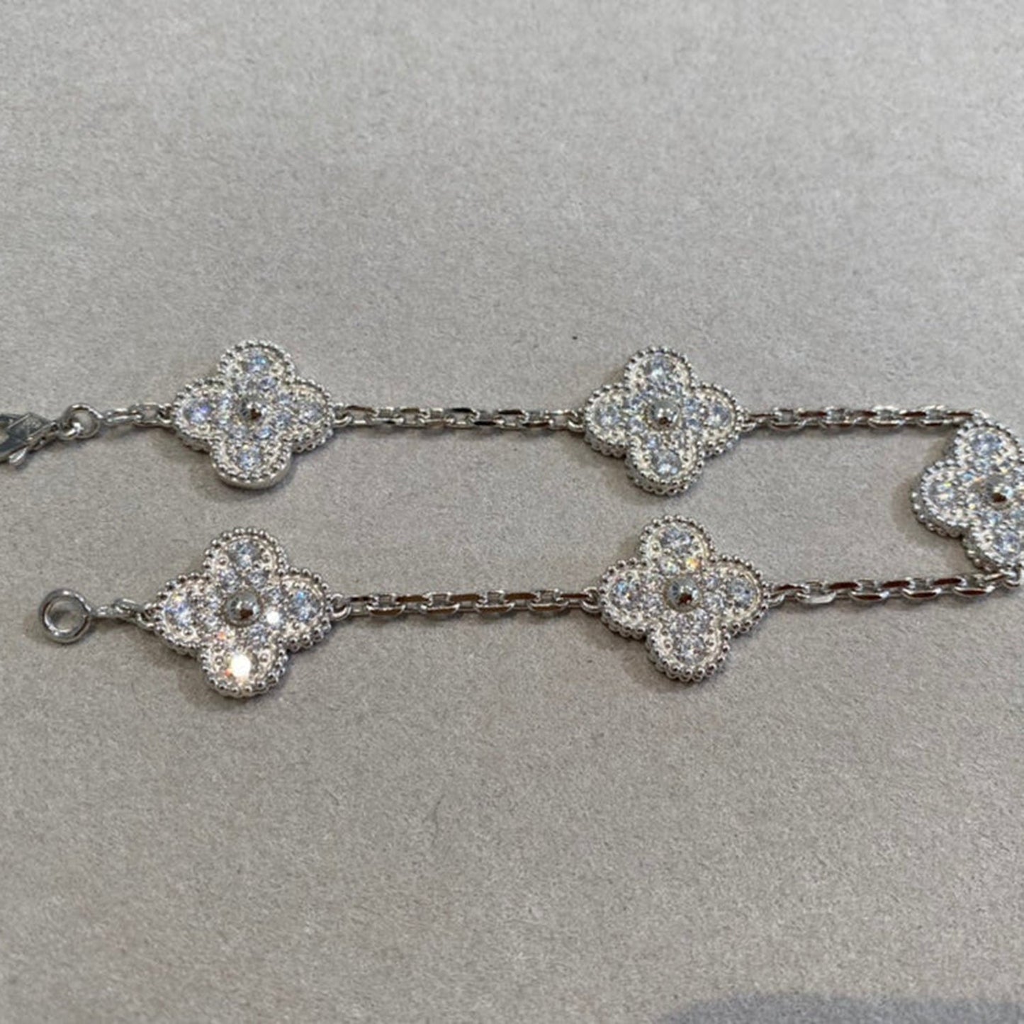 [Azure Tears]LUCKY CLOVER 5-MOTIF BRACELET - FULL-DIAMOND