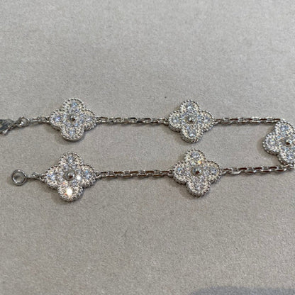 [Azure Tears]LUCKY CLOVER 5-MOTIF BRACELET - FULL-DIAMOND