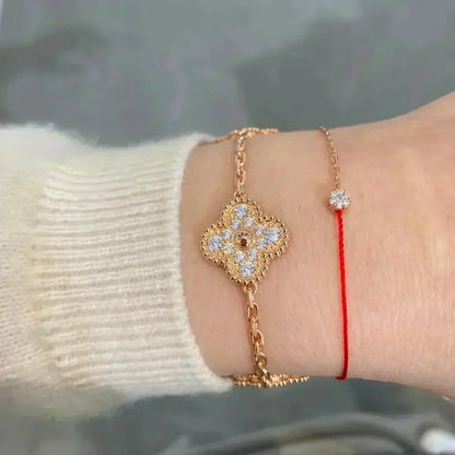 [Azure Tears]LUCKY CLOVER 5-MOTIF BRACELET - FULL-DIAMOND