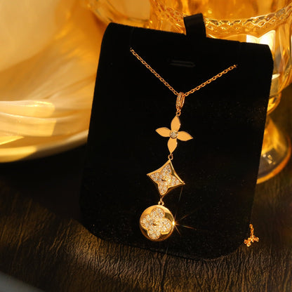 [Azure Tears]STAR AND SUN DIAMOND ROSE GOLD NECKLACE