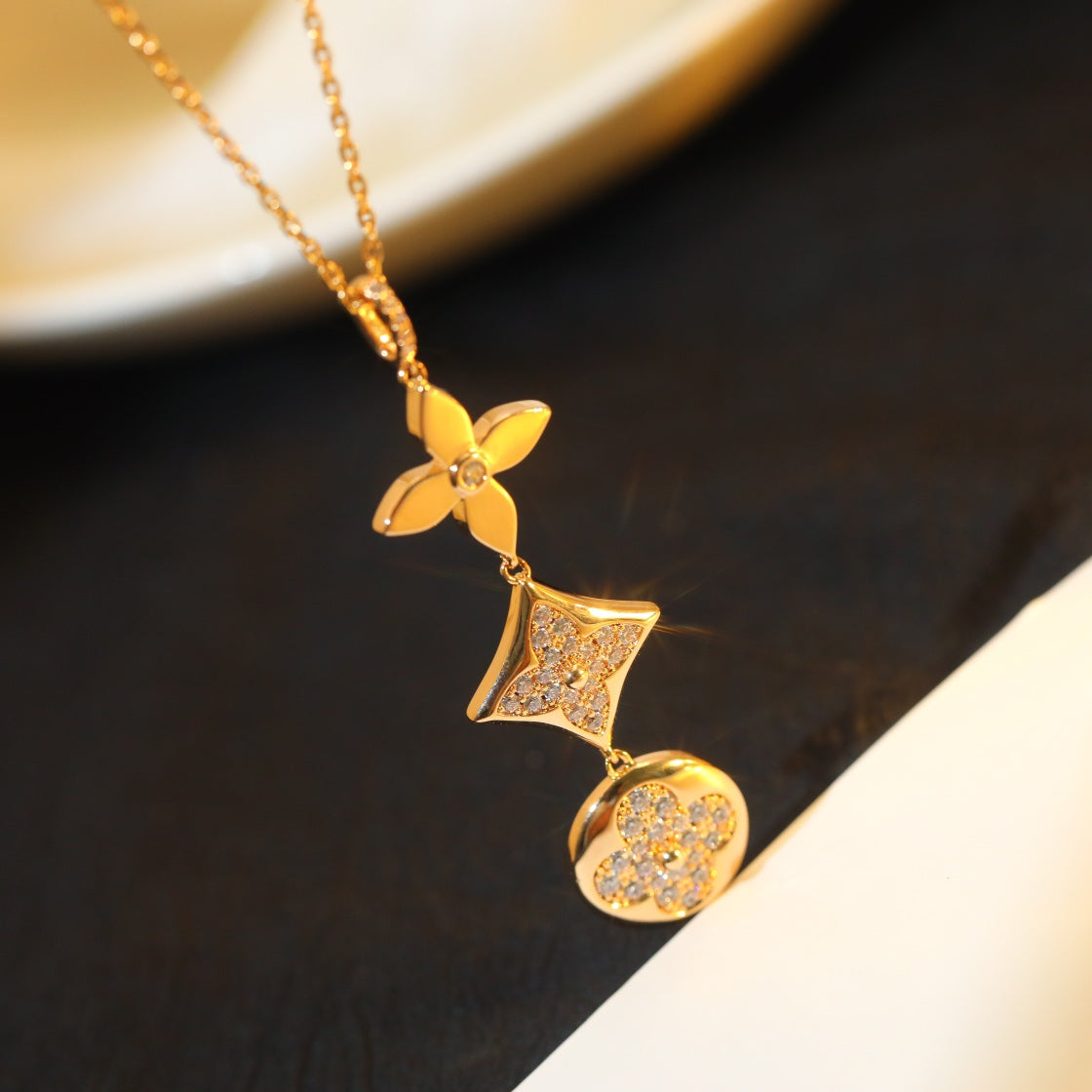 [Azure Tears]STAR AND SUN DIAMOND ROSE GOLD NECKLACE