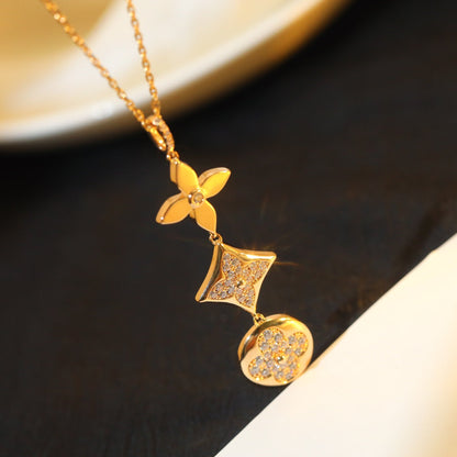 [Azure Tears]STAR AND SUN DIAMOND ROSE GOLD NECKLACE