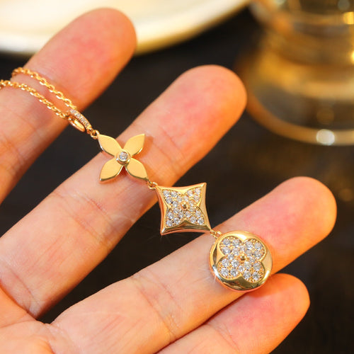 [Azure Tears]STAR AND SUN DIAMOND ROSE GOLD NECKLACE