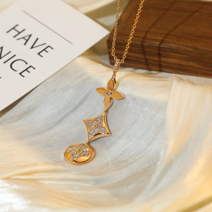 [Azure Tears]STAR AND SUN DIAMOND ROSE GOLD NECKLACE