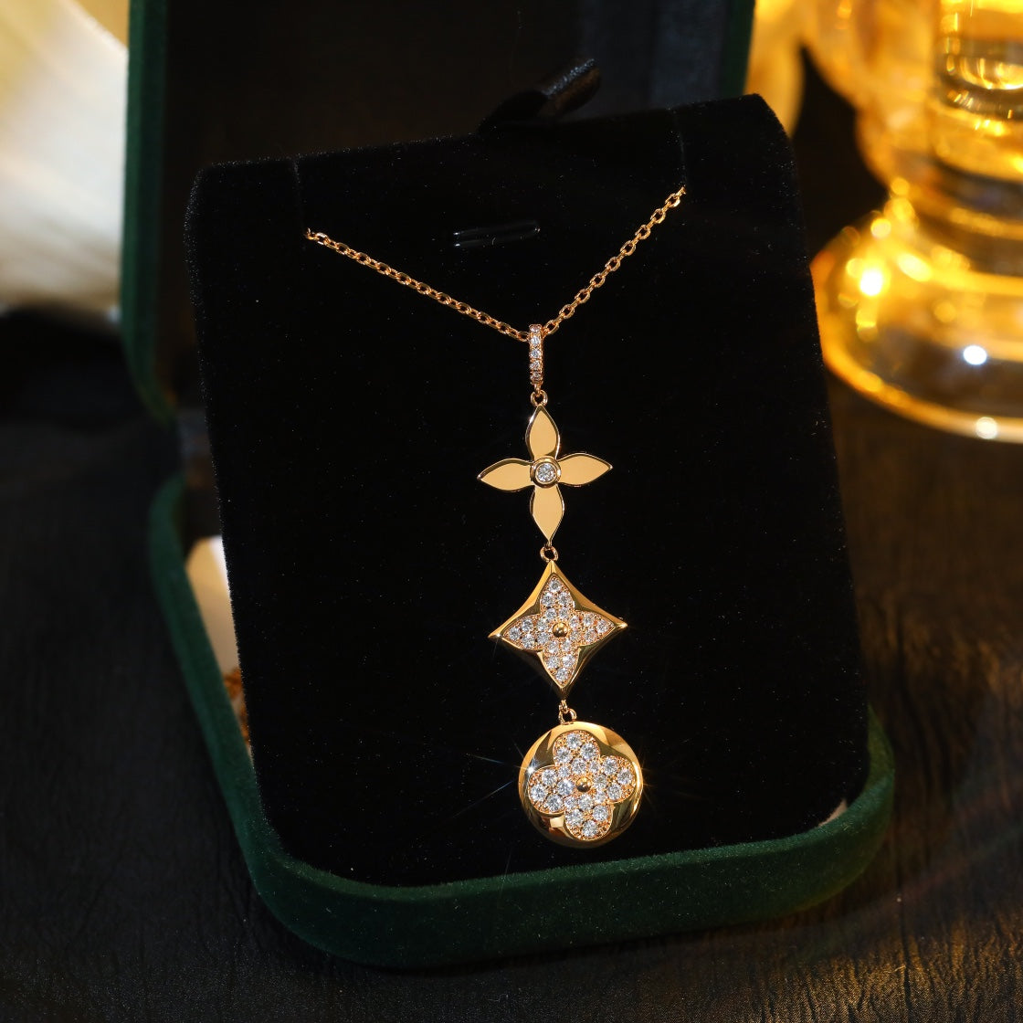 [Azure Tears]STAR AND SUN DIAMOND ROSE GOLD NECKLACE