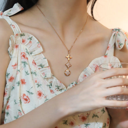 [Azure Tears]STAR AND SUN DIAMOND ROSE GOLD NECKLACE