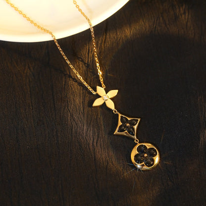 [Azure Tears]STAR AND SUN ONYX ROSE GOLD NECKLACE
