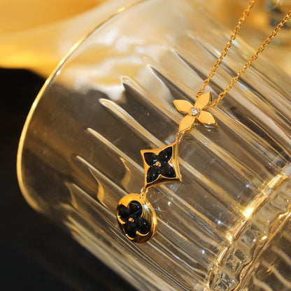 [Azure Tears]STAR AND SUN ONYX ROSE GOLD NECKLACE