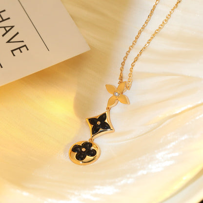 [Azure Tears]STAR AND SUN ONYX ROSE GOLD NECKLACE