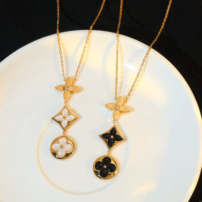 [Azure Tears]STAR AND SUN ONYX ROSE GOLD NECKLACE