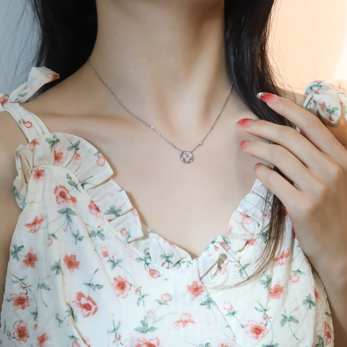 [Azure Tears]SUN PEDANT ROSE GOLD 1 DIAMOND NECKLACE