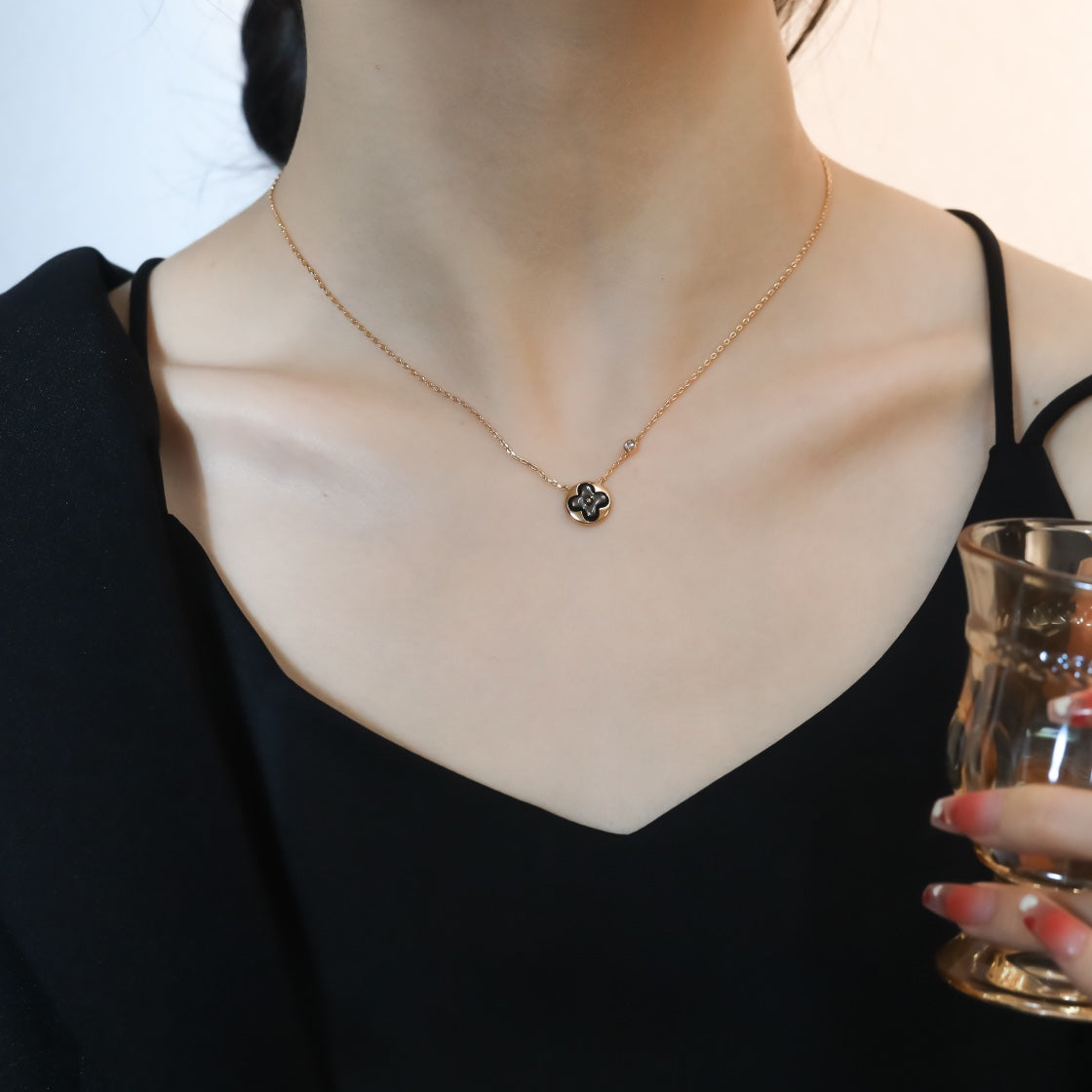 [Azure Tears]SUN PEDANT ROSE GOLD 1 DIAMOND NECKLACE