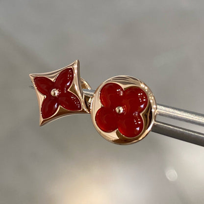 [Azure Tears]STAR AND SUN ROSE GOLD CARNELIAN STUD EARRINGS