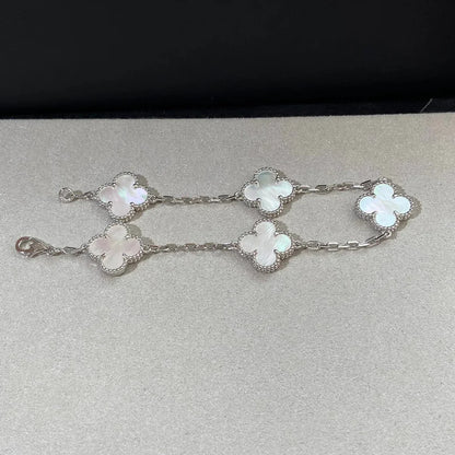 [Azure Tears]LUCKY CLOVER 5-MOTIF BRACELET - WHITE MOTHER-OF-PEARL COLLECTION