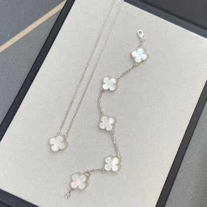 [Azure Tears]LUCKY CLOVER 5-MOTIF BRACELET - WHITE MOTHER-OF-PEARL COLLECTION