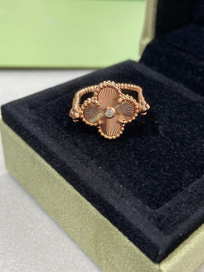 [Azure Tears]LUCKY CLOVER ROSE GOLD REVERSIBLE RING