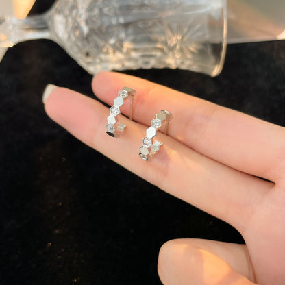 [Azure Tears]BEE LOVE DIAMOND HOOP EARRINGS