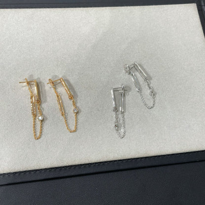 [Azure Tears]CHAINE CHAOS DIAMOND DROP EARRINGS