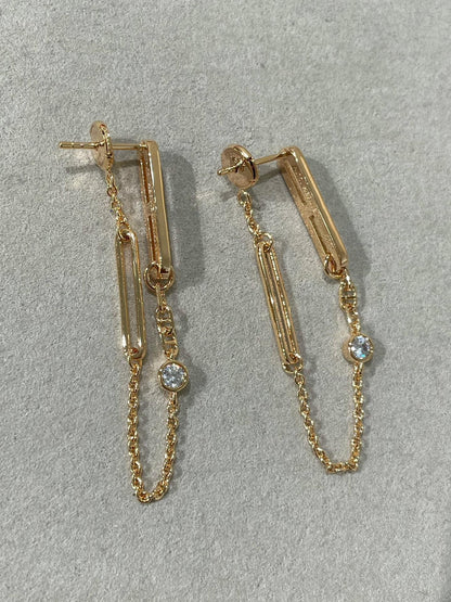 [Azure Tears]CHAINE CHAOS DIAMOND DROP EARRINGS