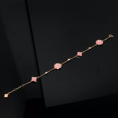[Azure Tears]STAR AND SUN 4 MOTIF PINK MOP ROSE GOLD BRACELET