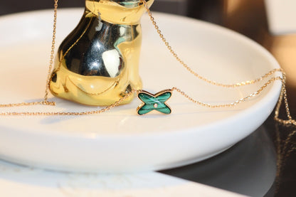 [Azure Tears]JEUX MALACHITE 1 DIAMOND ROSE GOLD NECKLACE