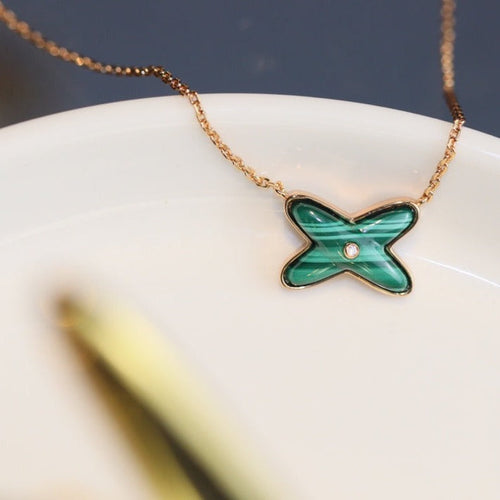 [Azure Tears]JEUX MALACHITE 1 DIAMOND ROSE GOLD NECKLACE