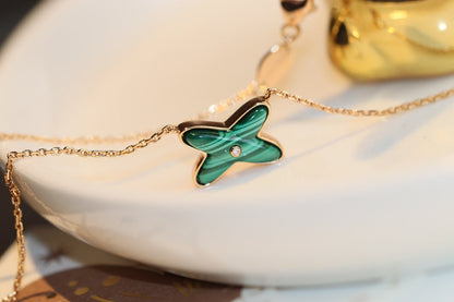 [Azure Tears]JEUX MALACHITE 1 DIAMOND ROSE GOLD NECKLACE