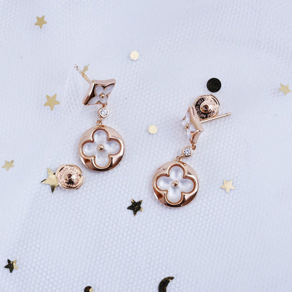 [Azure Tears]STAR AND SUN ROSE GOLD MOP DROP EARRINGS