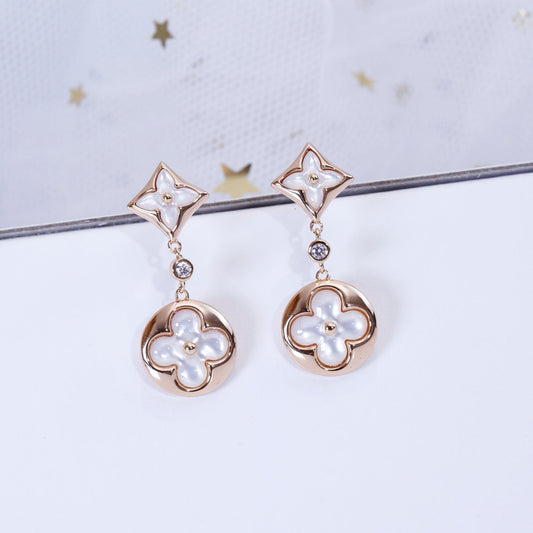 [Azure Tears]STAR AND SUN ROSE GOLD MOP DROP EARRINGS