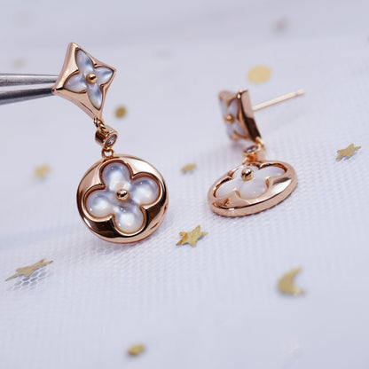 [Azure Tears]STAR AND SUN ROSE GOLD MOP DROP EARRINGS