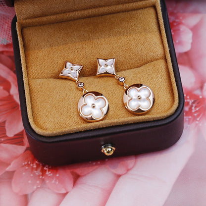 [Azure Tears]STAR AND SUN ROSE GOLD MOP DROP EARRINGS
