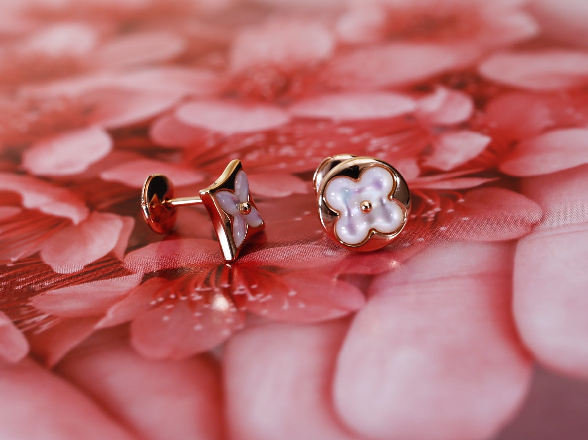 [Azure Tears]STAR AND SUN ROSE GOLD MOP STUD EARRINGS