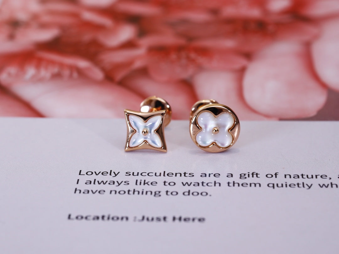 [Azure Tears]STAR AND SUN ROSE GOLD MOP STUD EARRINGS