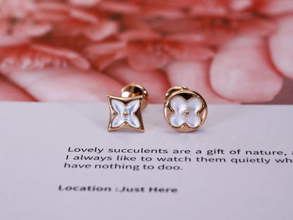 [Azure Tears]STAR AND SUN ROSE GOLD MOP STUD EARRINGS