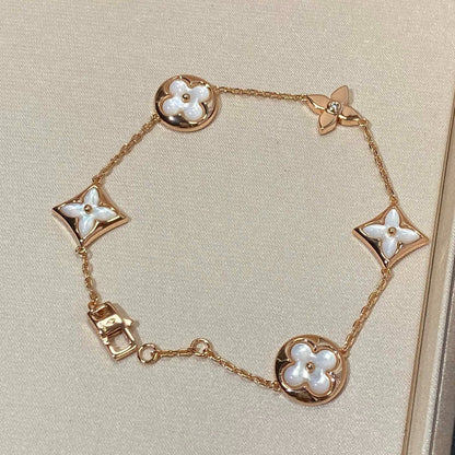 [Azure Tears]STAR AND SUN 5 MOTIF MOP ROSE GOLD BRACELET