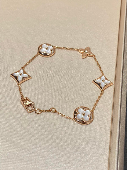 [Azure Tears]STAR AND SUN 5 MOTIF MOP ROSE GOLD BRACELET