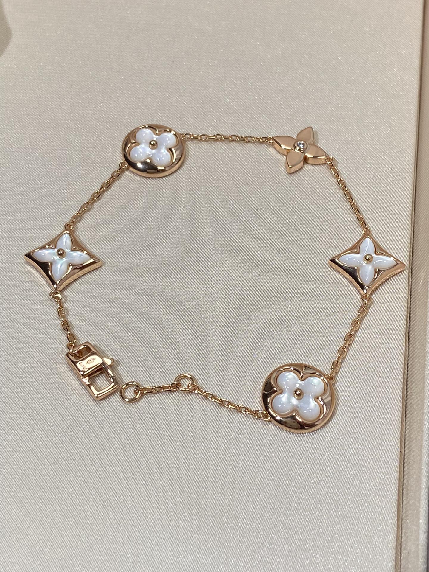 [Azure Tears]STAR AND SUN 5 MOTIF MOP ROSE GOLD BRACELET