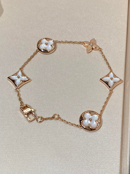 [Azure Tears]STAR AND SUN 5 MOTIF MOP ROSE GOLD BRACELET