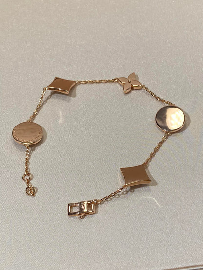 [Azure Tears]STAR AND SUN 5 MOTIF MOP ROSE GOLD BRACELET