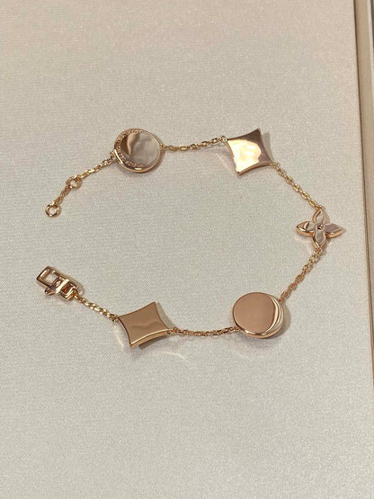 [Azure Tears]STAR AND SUN 5 MOTIF MOP ROSE GOLD BRACELET