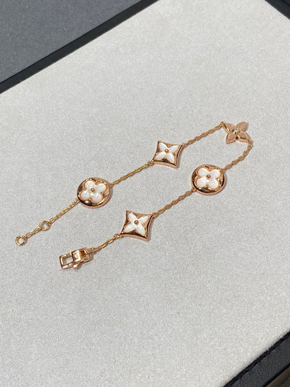 [Azure Tears]STAR AND SUN 5 MOTIF MOP ROSE GOLD BRACELET